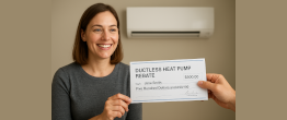 A picture of a homeowner with rebate check