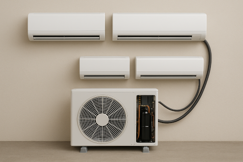 image of the components of a multi-zone ductless system