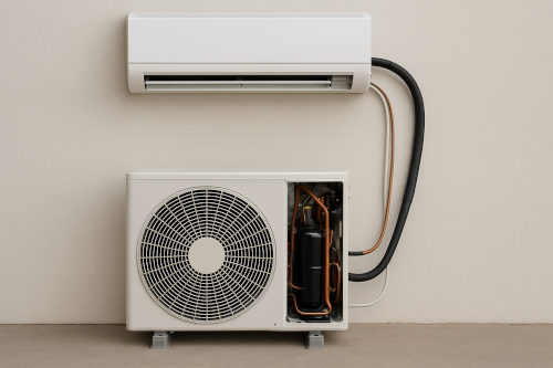 image of the components of a single zone ductless system